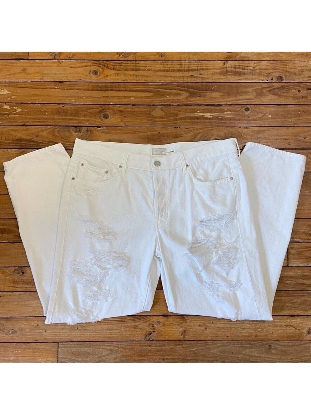 MOTHER The loosey ripped white high rise jeans button fly strech 100% cotton 31 - Picture 4 of 16